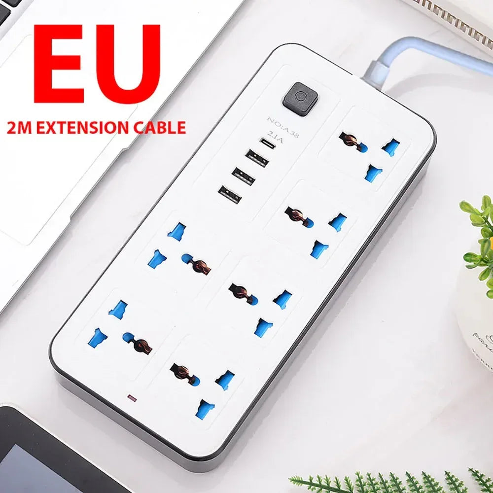 Universal Power Strip AC Outlet With Extension Cable Type C USB Ports Charger Electrical Socket For iPhone POCO Samsung Xiaomi