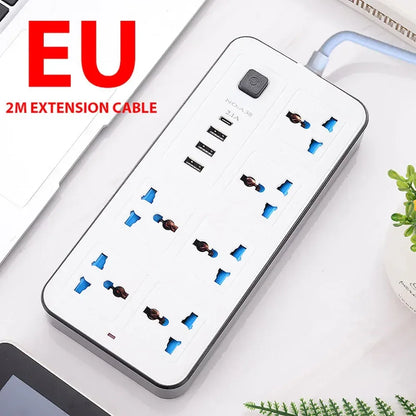 Universal Power Strip AC Outlet With Extension Cable Type C USB Ports Charger Electrical Socket For iPhone POCO Samsung Xiaomi