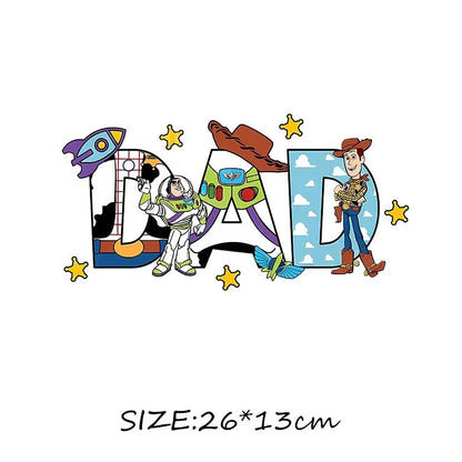 Mom Life Mother's DAY DAD Alphabets Mickey Minnie Iron on Transfers Heat Press Stickers for Clothes