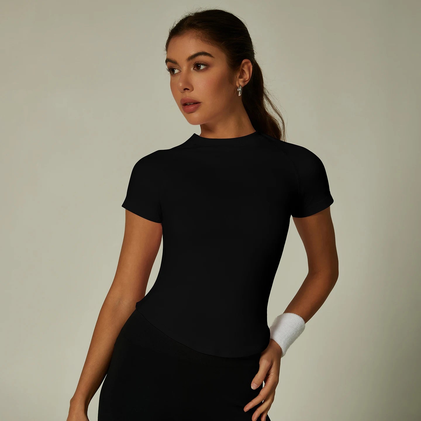 ZHEJIN Seamless Sports T-shirt Women Slim Fit Gym Workout Top Short Sleeve Yoga Shirt Curved Hem Breathable Athletic Sportswear