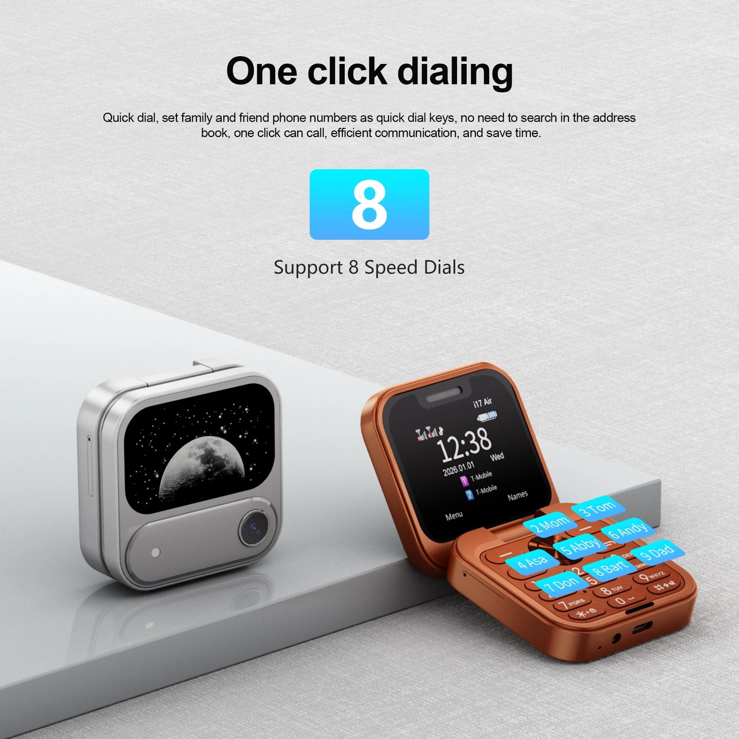 SERVO i17 AIR Mini Foldable Mobile Phone 2G GSM 1.77" Display Magic Voice Speed Dial FM Radio 2 SIM Card Small Square Cellphones