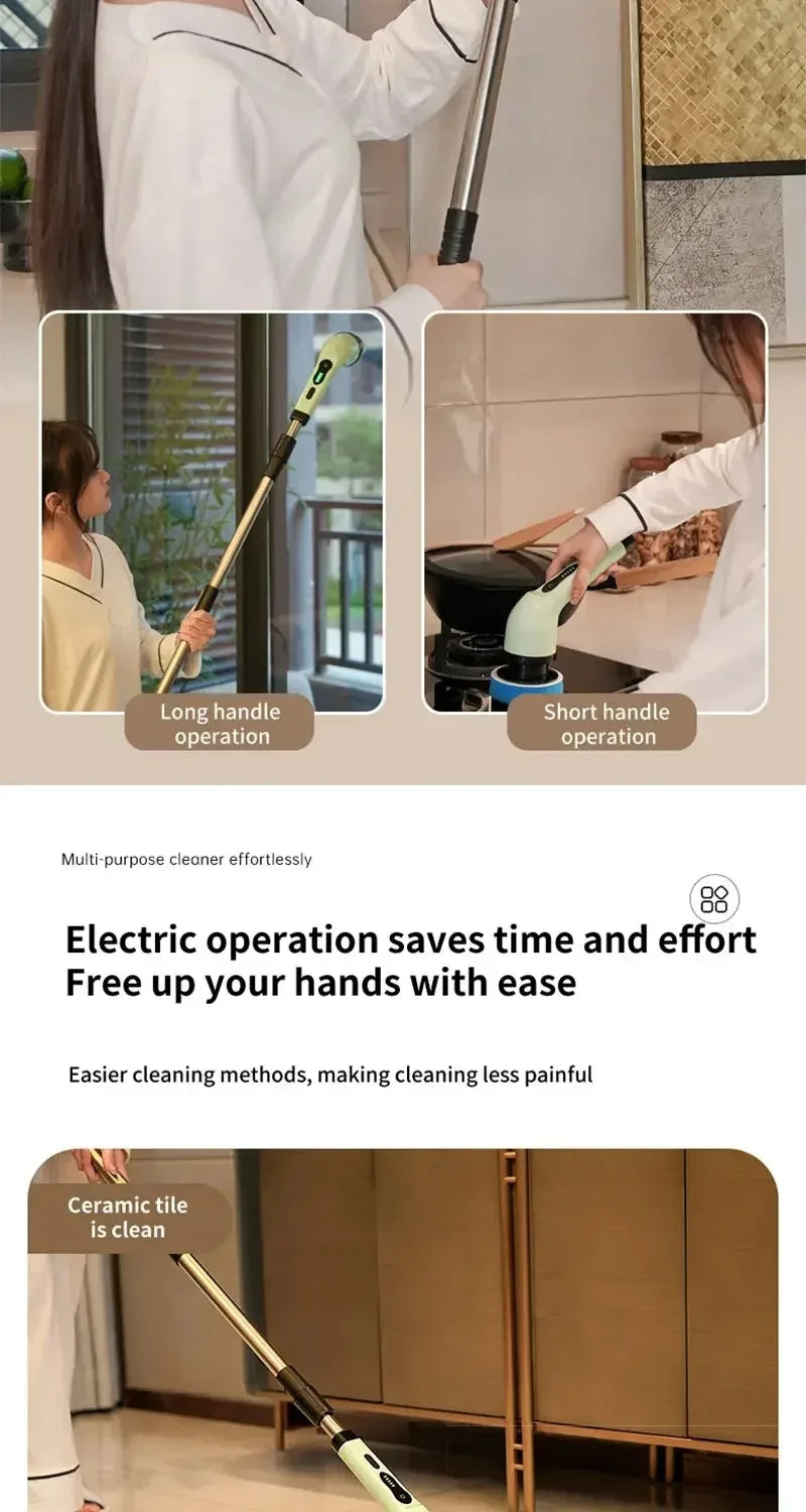 Cordless Multifunctional Electric Cleaning Brush - Spin Scrubber Portable Toilet Mop for Kitchen & Bathroom