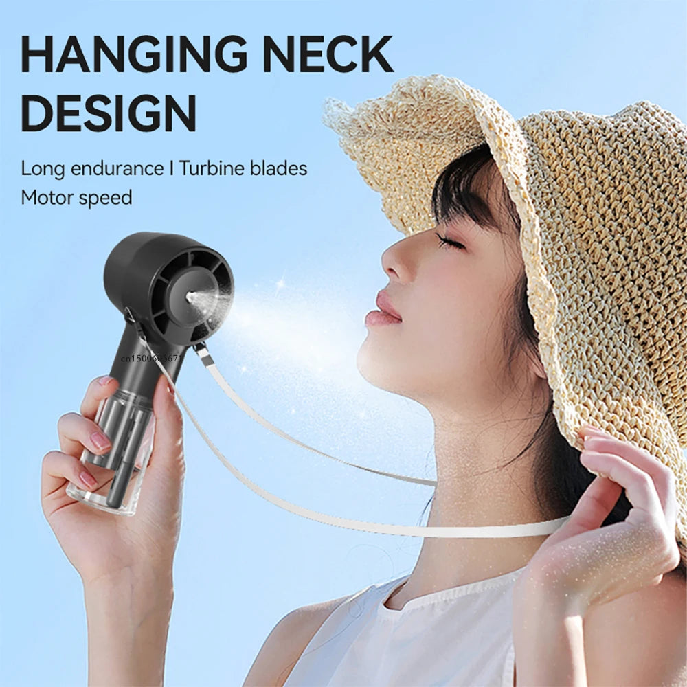 Portable Mini Humidifier Fan Neck Hanging Spray Fan Handheld Water Mist Fan Rechargeable Personal Hand Fan With Water Spray