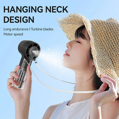 Portable Mini Humidifier Fan Neck Hanging Spray Fan Handheld Water Mist Fan Rechargeable Personal Hand Fan With Water Spray