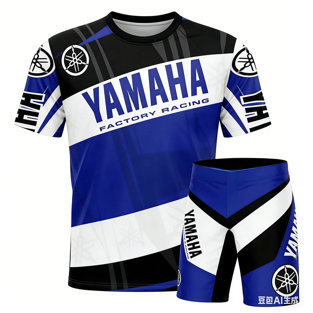 New Summer Yamaha Men's and Women's Motorcycle Riding T-shirt Set Loose Breathable Quick Drying Sports T-shirt Recommended for O