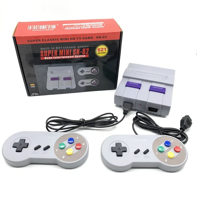 Retro Game For Snes 8 Bit Games Retro Mini TV Video Game Console With 821 Built-in Games For Snes Two Gamepads AV Out