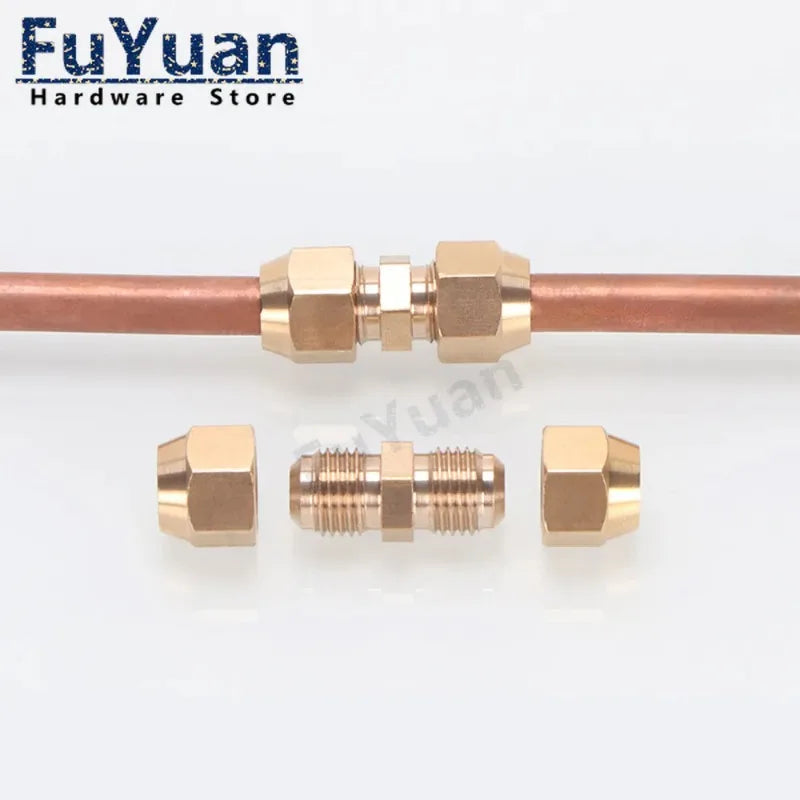 1pcs Flared Brass Straight through pipe fittings 6/8/10/12/14mm Tube connector Fitting Air conditioning extension tool Fitting