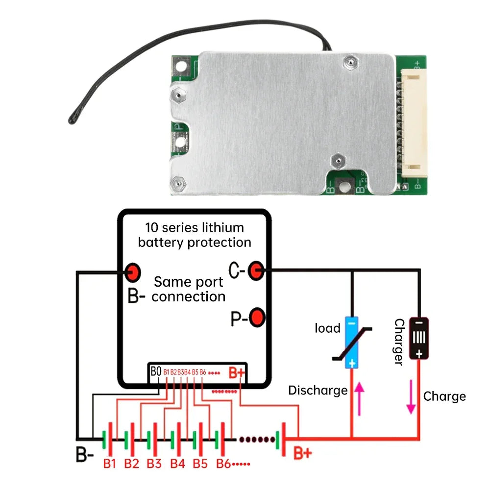 BMS 10S 36V 30A Same Port Split Port Lithium Battery Protection Board with Equalization 18650 Battery Balanced Protection Board