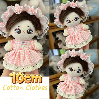 10cm Cotton Doll Clothes Prince Set Autumn Winter Style Starfish Body Wearable Plush Doll Change Retro Skirt Overalls Set