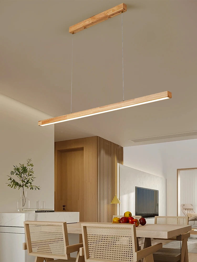 Modern Hanging Chandelier For Dining Room Kitchen Shop Long Table Wooden Chandelier Pendent Lamp Minimalist Design Led Lighting