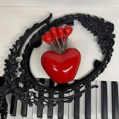 Love Fruit Forks, Stainless Steel Cake Fork Set, Snacks Tableware Set, Kitchen Items, Valentine's Day Party Favors