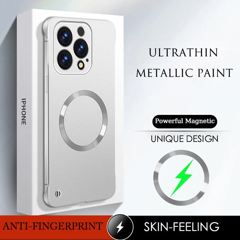 New Slim Thin Matte Metal Painted PC Magnetic Case For Magsafe iPhone 17 Air 17 16 15 14 13 12 Pro Max Plus Frameless Cover