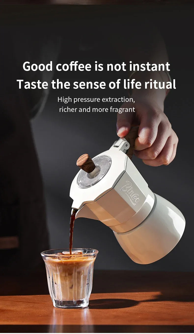 Bincoo Dual Valve Moka Pot Espresso Machine Extraction Coffee Mocha Pot，Electric Heating Furnace Italian Home Barista Tool 220V
