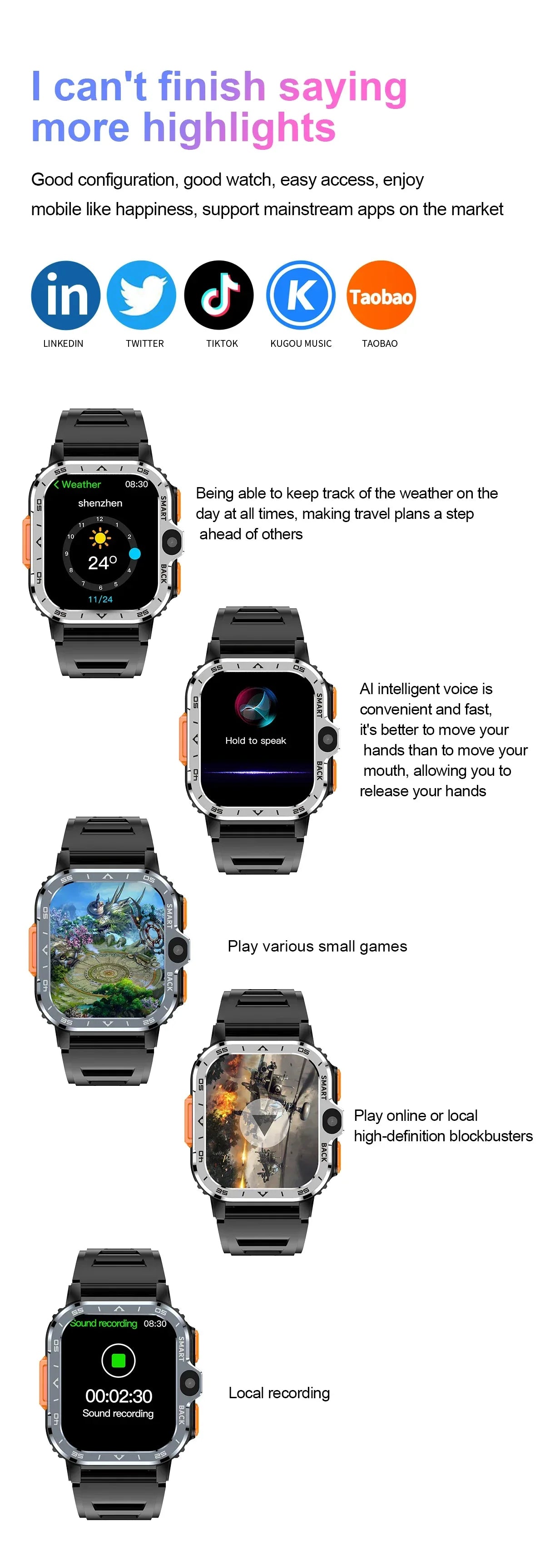 2024 New SIM Smart Watch 2.03inch 4G Network GPS Wifi NFC Dual Camera 64G ROM Storage Google Play Small mobile phone Smartwatch