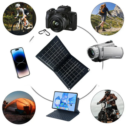 Practical Solar Panel Foldable Power Bank SOECOPO 40W Portable Charge Phone Outdoor Activities  USB + Type - C 5V/2.4A Camping