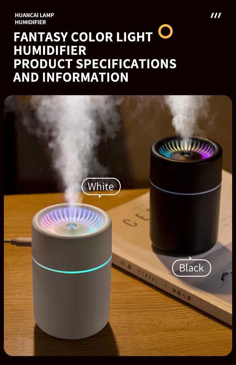 Portable color LED night light humidifier,silent mini model,180 ml aroma diffuser,suitable for use in cars, offices and bedrooms