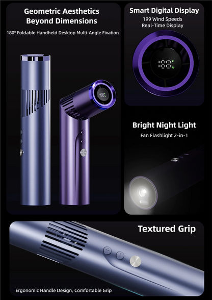Lipstick Fan Portable Outdoor 199 Speed Brushless High Speed Fan Large Capacity Mini Foldable Handheld/chest Hanging Fan 3000mah