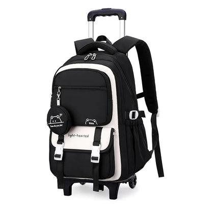 Children School Backpack Trolley Bag with Wheels Students Backpack Book Bag Rolling School bag for Girls Kids Wheeled Backpack