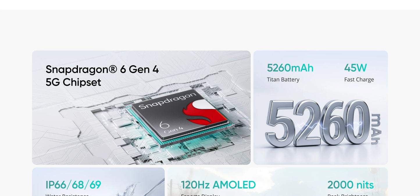[Clearance] realme P3 5G Smartphone 5260mAh Battery NFC Snapdragon 6 Gen 4 Chipset 6.67" 120Hz AMOLED Display Global Version