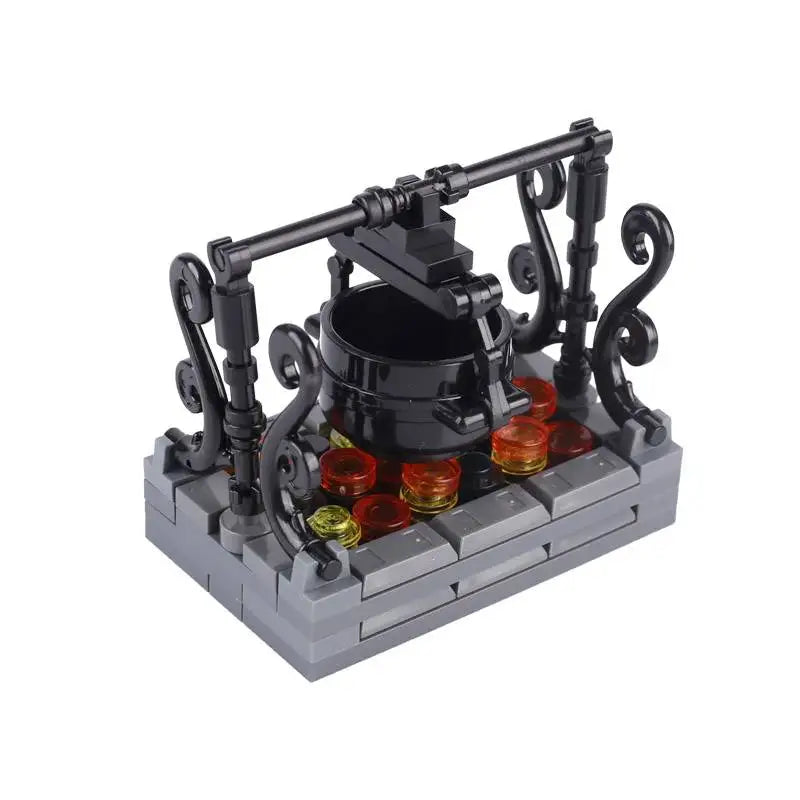 MOC Medieval Campfire Building Block Flame Wave Candle Transparent Wine Bottle Educational Toy Compatible Accessories Brick K054