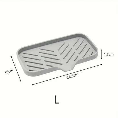 1pcs Sink Silicone Tray With Drain Soap Sponge Storage Holder Countertop Sink Scrubber Brush Soap Storage Rack Kitchen Organizer