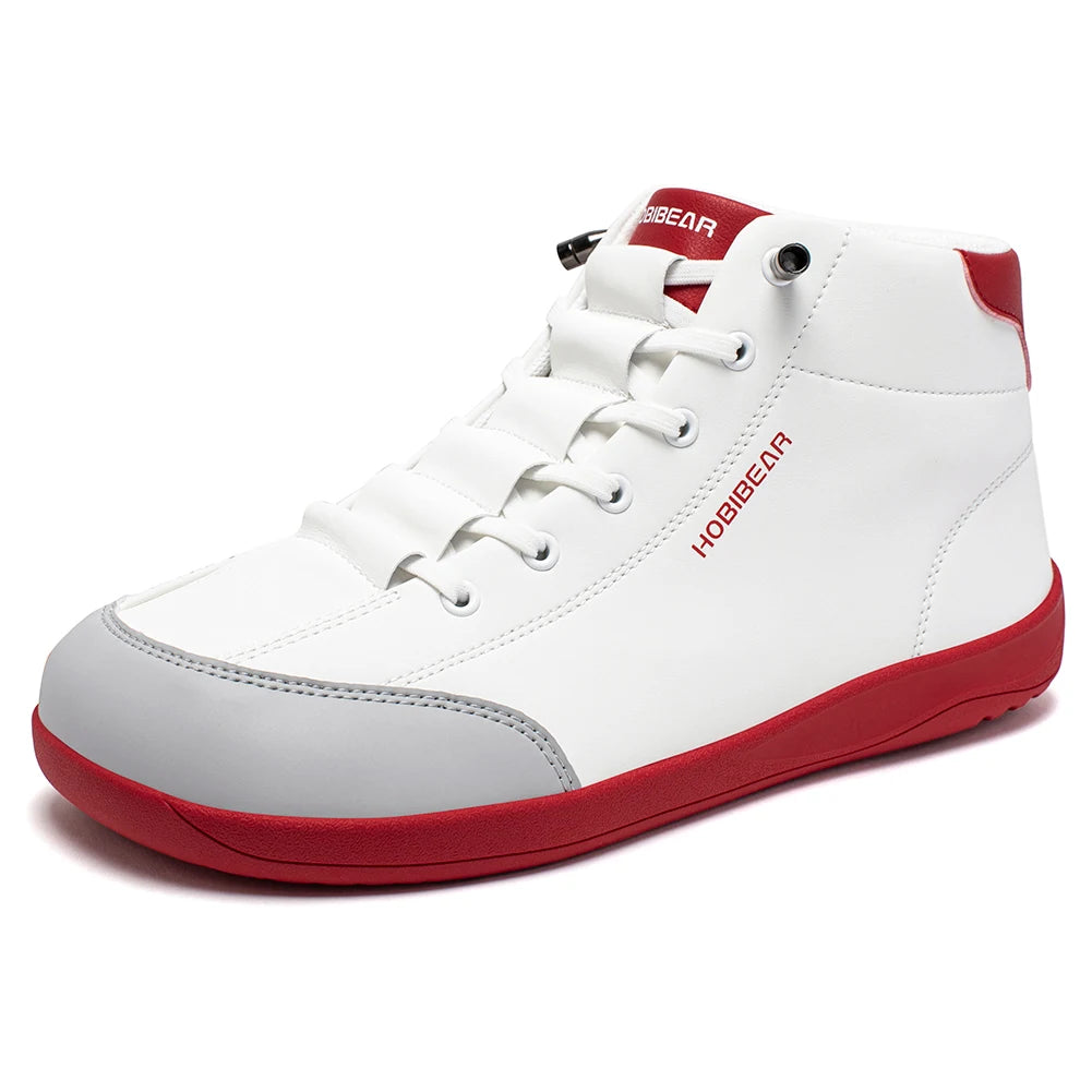 HOBIBEAR Mid-Top Barefoot Shoes Unisex Wide Toe Minimalist Ankle Boots Artificial Leather Outdoor Non-Slip Sneaker