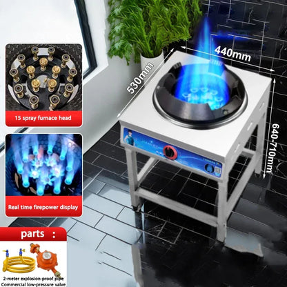 Fierce Fire Stove Commercial Low Pressure Gas Stove Restaurant Liquefied Gas Stove Stir Fry Stove with Flameout Protection