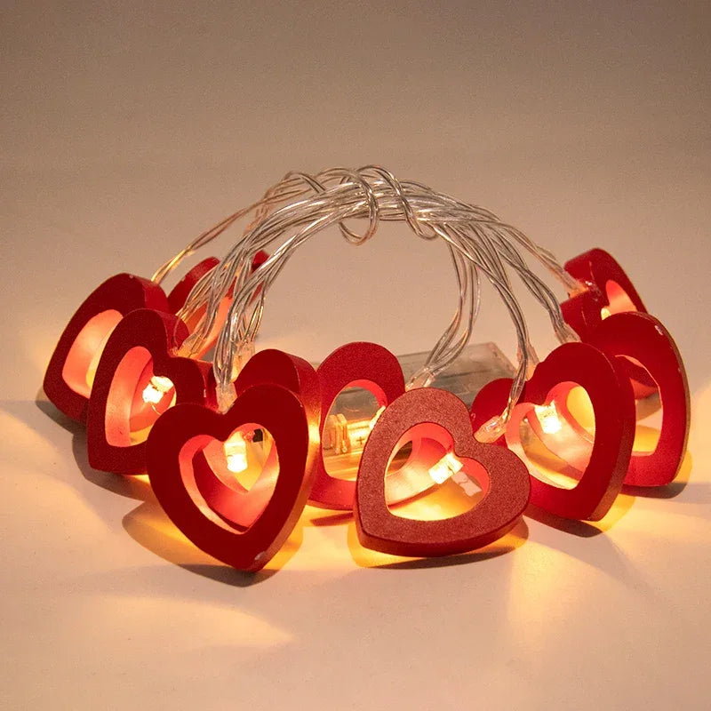 LED Light String Fairy Peach Heart Garland Lamp Bedroom Garden Birthday Valentine's Day Wedding Party Decoration Lights String