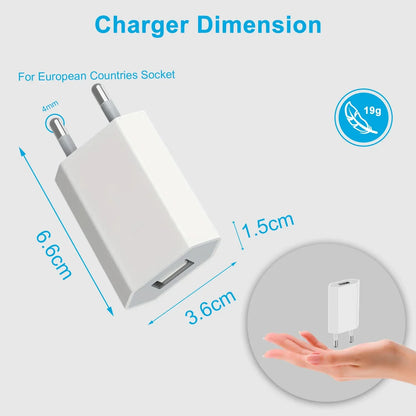 5V/1A Mini EU Plug Charger USB Mobile Phones Charger USB-C Quick Charger Wall Power Adapter Chargers For iPhone Samsung Xiaomi