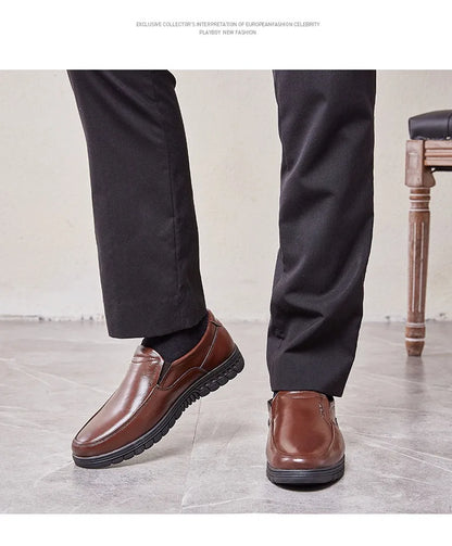 Men's PU Leather Shoes Formal Dress Loafers Large Size Casual Soft Mens Business Comfortable Non-slip Driving Shoes