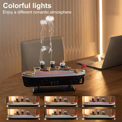 Ship Model Decoration Air Humidifier 250ml Ocean Liner Essential Oil Diffuser Jellyfish Smoke Ring Spray Aroma Diffuser For Home