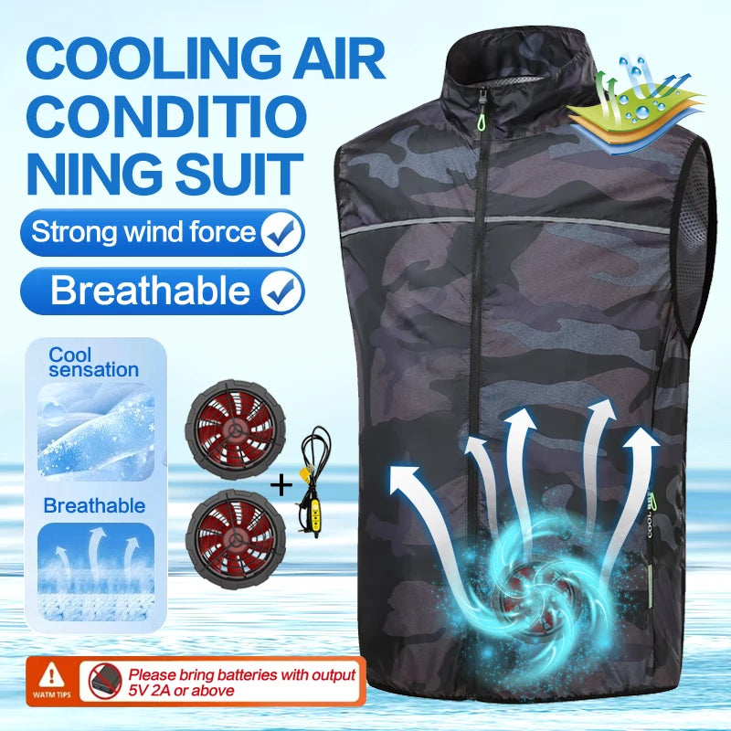 Summer Cool Vest Cooling Fan Vest Men Women Cooling Vest Work Sport Outdoor Camping Fishing Summer Cool Jacket