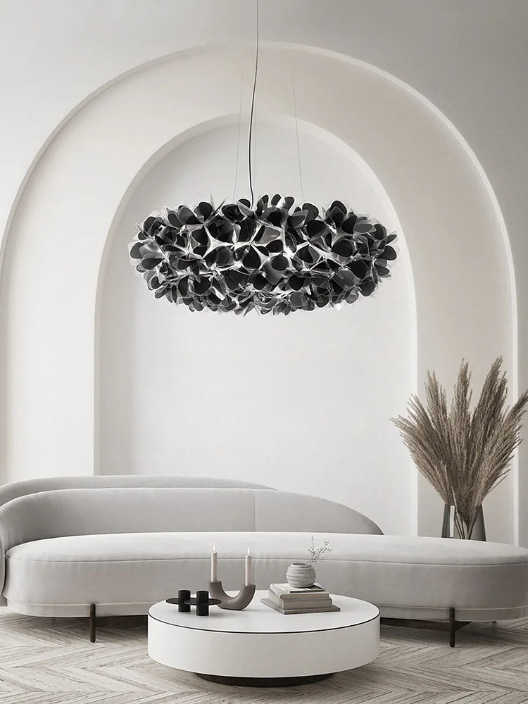 Modern Hanging Ceiling Lamp Chandelier for Living Room Lustre Petal Pendant Chandelier Bedroom Restaurant Black Indoor Lights
