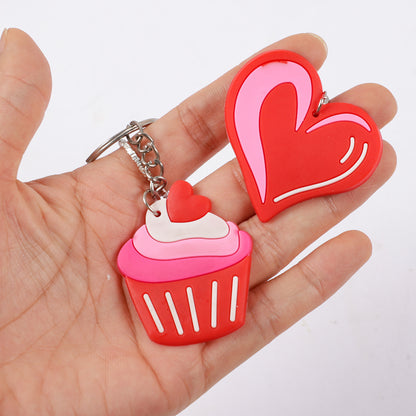 12Pcs Bear Heart Love Silicone Keychains Backpack Pendant for Mother's Day Wedding Party Gift Birthday Party Favors Pinata