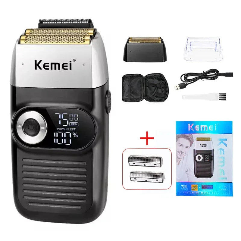 Kemei Original Multi-functional 2 In 1 Electric Shaver Rechargeable LCD Digital Display Reciprocating Razor For Men KM-2026 2027