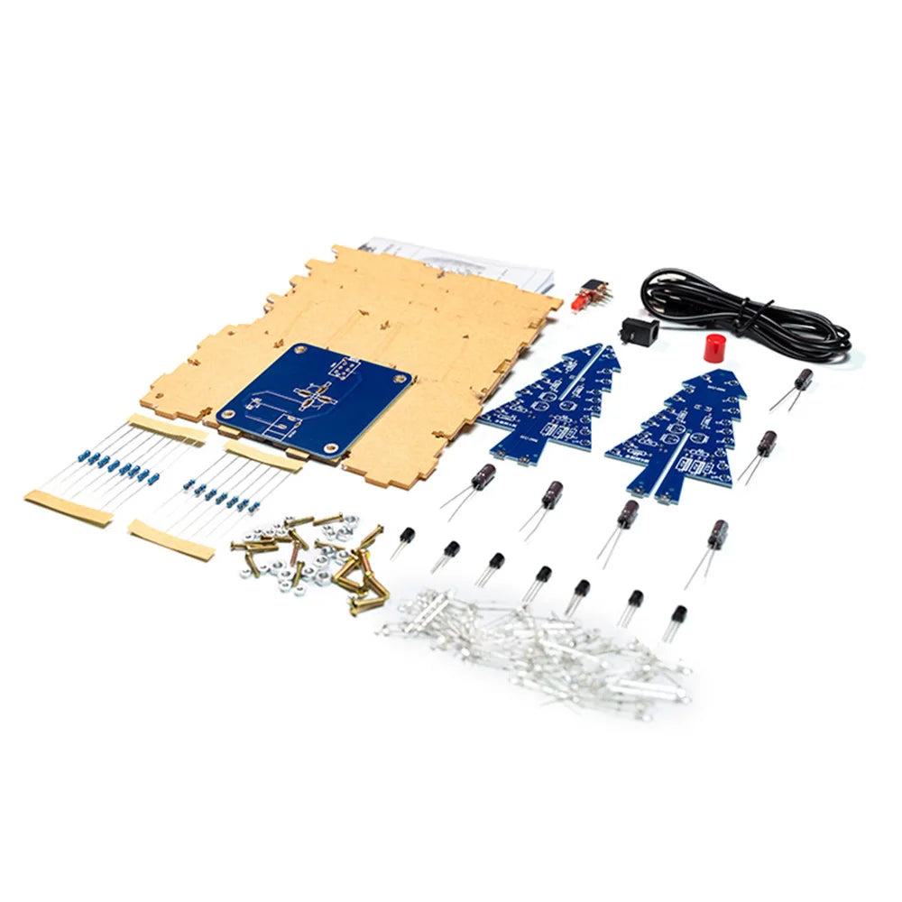 Three-Dimensional 3D Christmas Tree LED DIY Kit Colorful LED Flash Circuit Kit Electronic Fun Suite