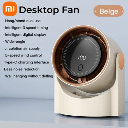 Xiaomi Smart Electric Fan 100 Level Bladeless Fan Portable Small Usb Charge Silent Desktop High-speed Circulating Cooling Fan