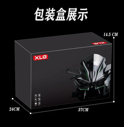 Large 1:6 Kawasaki H2R Bootable Sprayable Dynamic High Precision Alloy Motorcycle Model Diecast Sound Light Christmas Gift Box D