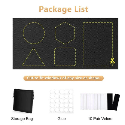 DIY Portable Travel 100% Blackout Curtain Portable Blocking Darkest Window Cloth for Living Room Home Non-perforated Black Cloth