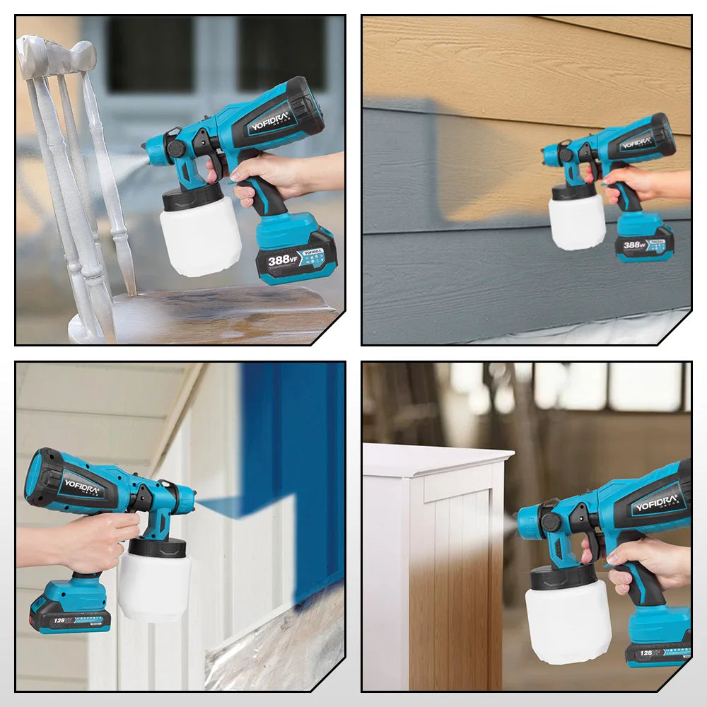 YOFIDRA 1000ML Electric Spray Gun Powerful Portable Paint Sprayer Cordless Furniture Coating Airbrush For Makita 18V Battery Pin