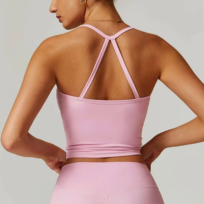 Women's Yoga Sports Fitness Vest, Pilates Running Bra, Thin Belt, Professional Training Underwear, Chest Mat, Fitness Gear