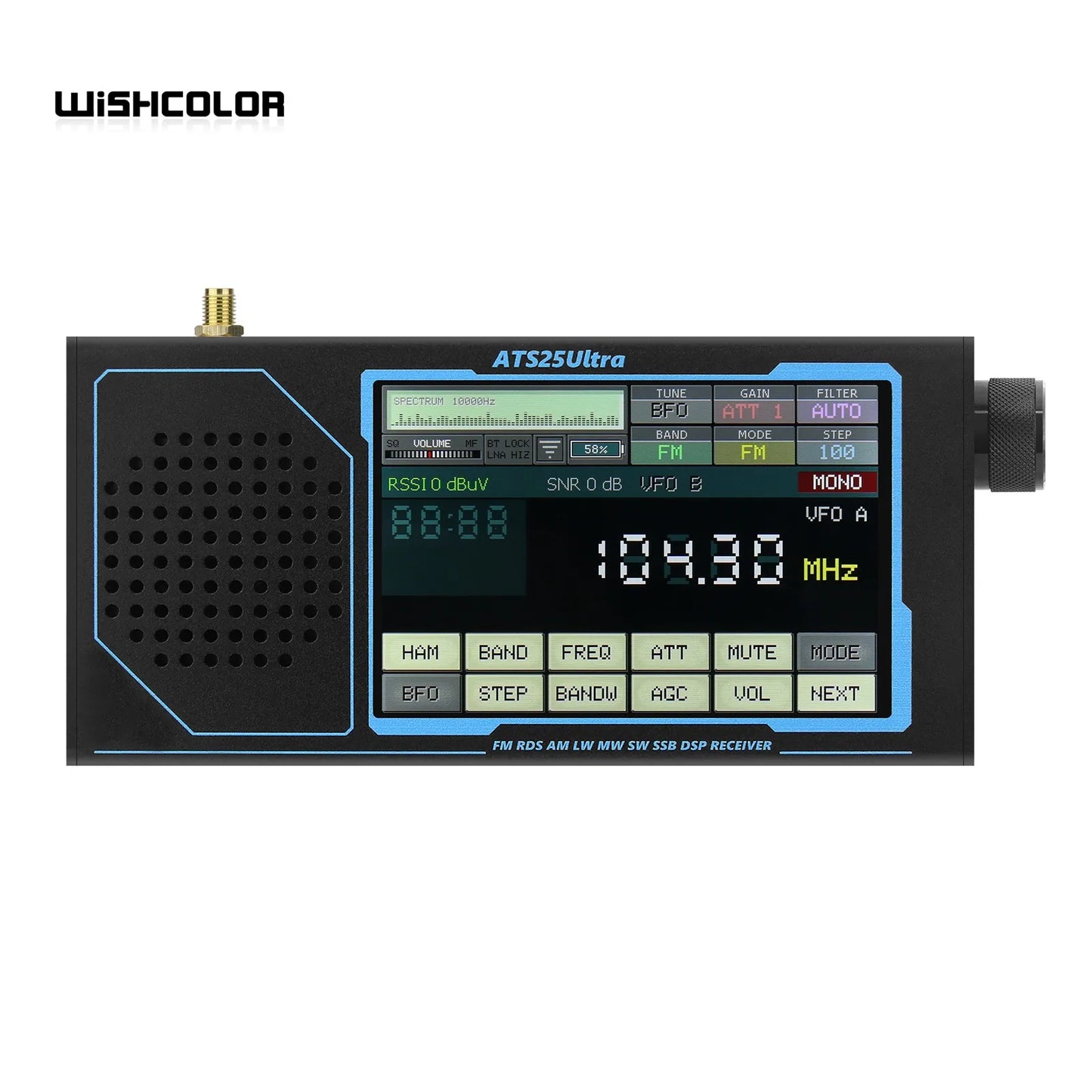 Wishcolor ATS25 ULTRA FM SW SSB MW LW AIR SDR Receiver Aviation Band Receiver Supports Bluetooth WiFi with 4-inch Touch Screen