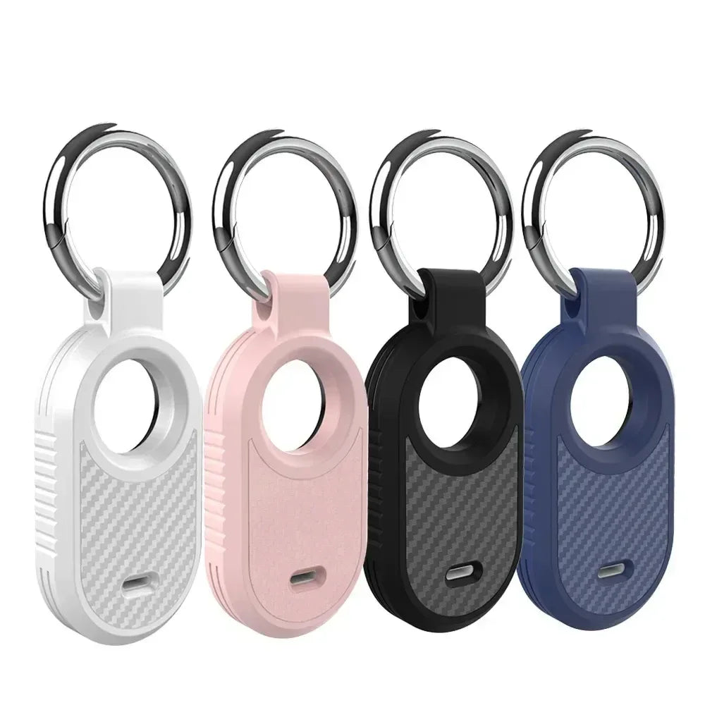 Carbon Fiber Style Case For Samsung Galaxy Smart Tag 2 Locator Anti-lost Backpack Keychain TPU Soft Silicone Protect Back Cover