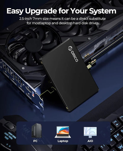 ORICO 1TB SATA SSD 2.5 Inch Internal Solid State Drive up to 500MB/s SATA III 6Gbps Desktop Laptop NAS DIY External Drive Y20