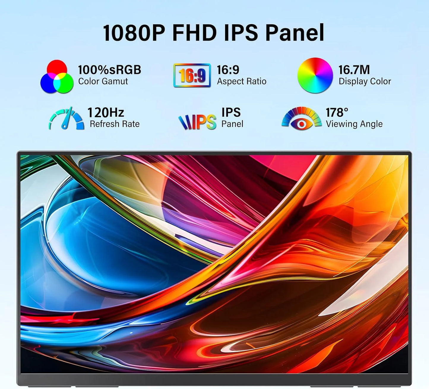 23.8inch Portable Monitor 100HZ 100% SRGB IPS USB-C HDMI Large Work Switch Home Gaming Second Monitor Adjustable Stand Laptops