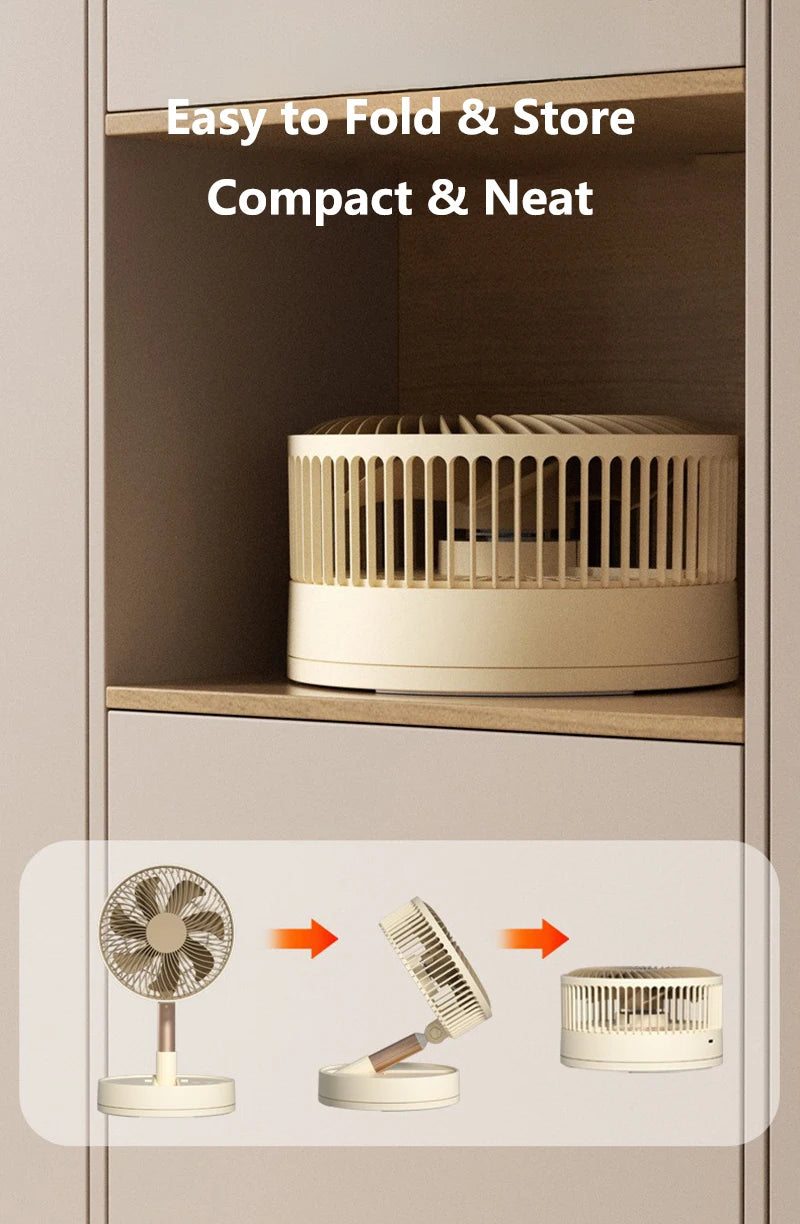 Lenovo USB Foldable Portable Fan 8inch 4 Speeds Timing Battery Operated Mini Floor Fan for Bedroom Indoor or Outdoor Table Fan