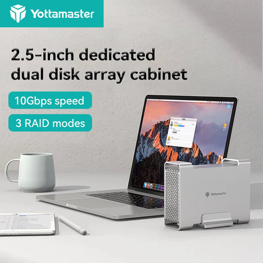 Yottamaster HDD Hard Drive Storage Box Housing Chest for NAS 1/2 Dual Bay RAID SSD Enclosure 2.5 3.5 inch SATA HD External Case by PDG ibma