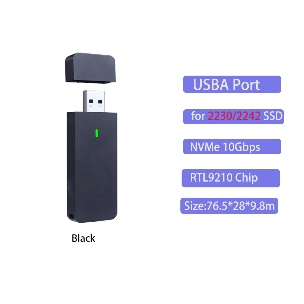 M.2 NVMe SATA Enclosure USB A Plug USB 3.2 10Gbps CNC Aluminum 2230 2242 SSD Case With Magnet Protective Case For Computer PC