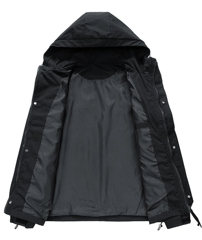 Windbreakers Men Hooded Jacket Zipper Coat Cargo Waterproof Black Bomber Camping Loose Thin Softshell Hooded Hiking Jacket