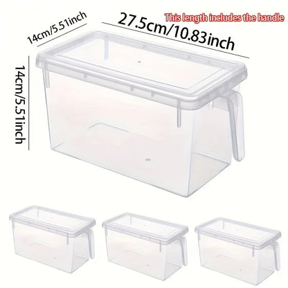1pcClear Fridge Storage Containers with Handles & Airtight Lids - Convenient Fresh-Keeping Organizers